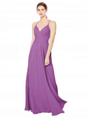 Affordable Braided Straps Cross Back Sweetheart Chiffon Bridesmaid Dress