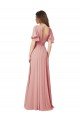 Affordable Flutter Sleeves Plunging V-Neck Boho Chiffon Bridesmaid Dress