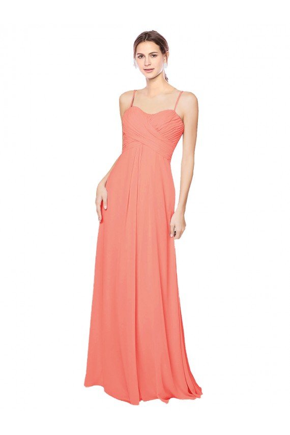 Affordable Empire Waist Spaghetti Straps Sweetheart Chiffon Bridesmaid Dress