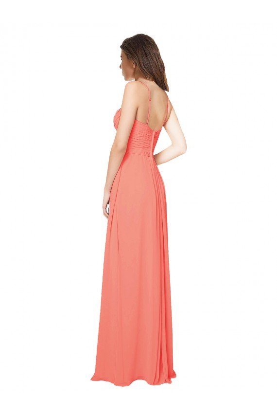Affordable Empire Waist Spaghetti Straps Sweetheart Chiffon Bridesmaid Dress