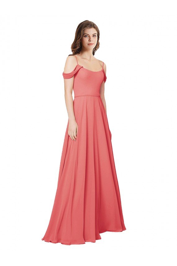 Affordable Draped Off the Shoulder Straps Chiffon Bridesmaid Dress