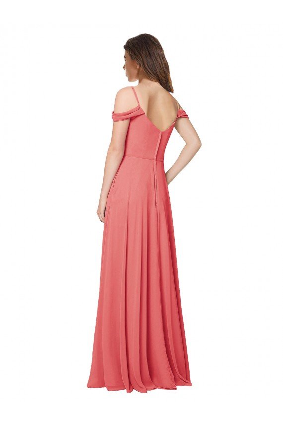 Affordable Draped Off the Shoulder Straps Chiffon Bridesmaid Dress