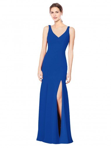 Affordable Low Back Sleeveless Chiffon Bridesmaid Dress with Side Slit