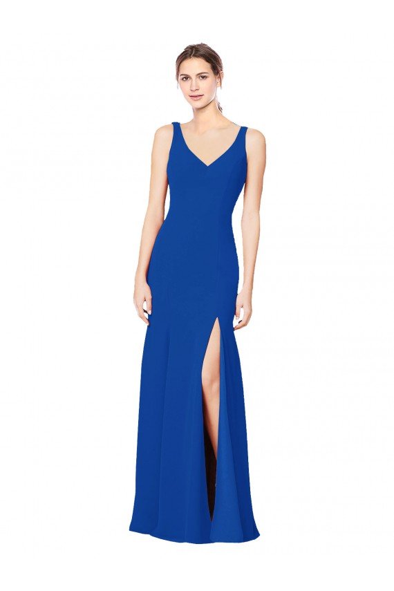 Affordable Low Back Sleeveless Chiffon Bridesmaid Dress with Side Slit