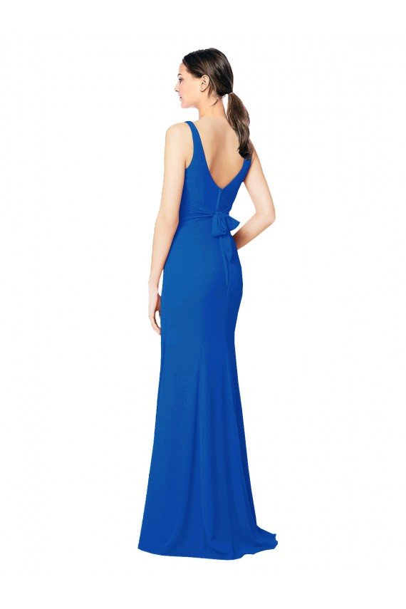 Affordable Low Back Sleeveless Chiffon Bridesmaid Dress with Side Slit