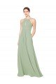 Affordable High Halter Neck Keyhole Chiffon Bridesmaid Dress