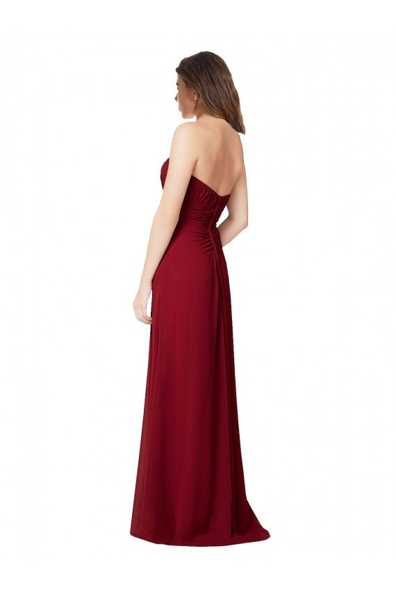 Affordable Draped Sweetheart Long Grecian Inspired Chiffon Bridesmaid Dress