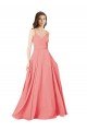 Affordable Crossover Bodice Long Chiffon Bridesmaid Dress with Double Back Straps
