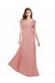 Affordable Flounced V Neckline Flutter Sleeves Chiffon Bridesmaid Dress