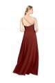 Affordable Fit and Flare One Shoulder Long Chiffon Bridesmaid Dress with High Slit