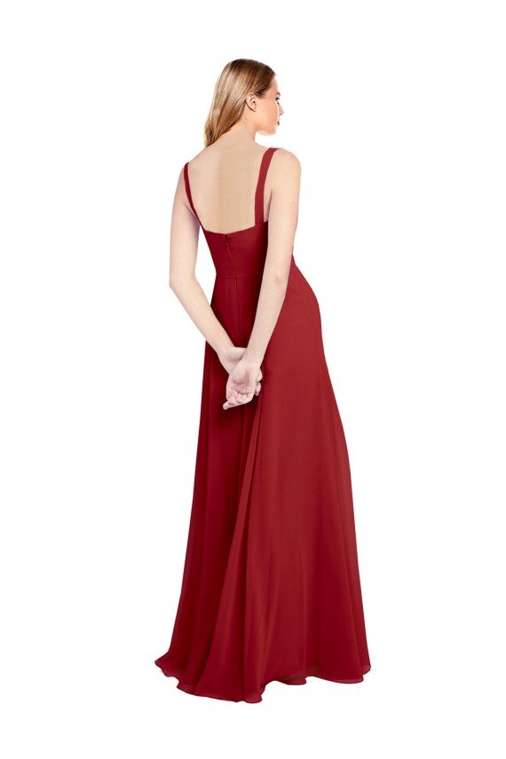 Affordable Sweetheart Neckline Long Chiffon Bridesmaid Dress with Side Slit and Wide Straps