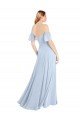 Affordable Off the Shoulder Flutter Sleeves Long Chiffon Bridesmaid Dress
