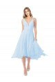 Affordable Chiffon Midi Length Keyhole Back Cocktail Bridesmaid Dress