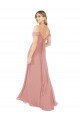 Affordable Draped Shoulder Sash Back Chiffon Bridesmaid Dress
