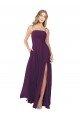 Affordable Chiffon Bridesmaid Dress with Front Slit and Keyhole Back