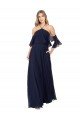 Affordable Halter Neck Cold Shoulder Flutter Sleeves Bridesmaid Dress