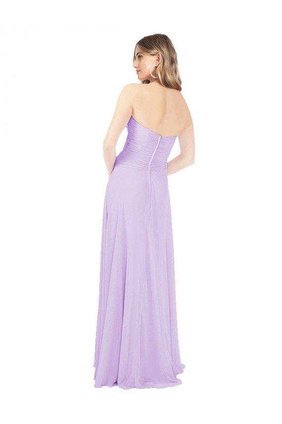 Affordable Draped Sweetheart Chiffon Bridesmaid Dress with High Slit
