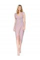 Affordable Cocktail Length High Low Mermaid Chiffon Wrapped Bridesmaid Dress / Formal Prom Dress