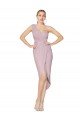 Affordable High Low One Shoulder Ruffles V-Neck Chiffon Wrap Bridesmaid Dress / Formal Prom Dress