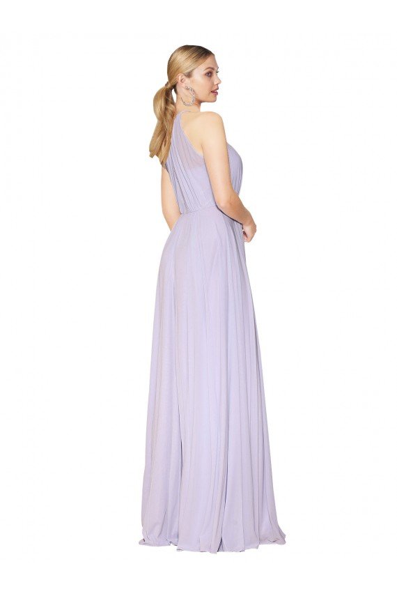Affordable High Neck Halter Shirred Chiffon Bridesmaid Dress / Formal Prom Dress
