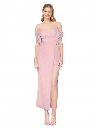 Affordable Mermaid Cold Shoulder Short Knee Length Chiffon Bridesmaid Dress / Formal Prom Dress