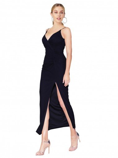 Affordable Chiffon High Neck Spaghetti Straps Short Cocktail Bridesmaid Dress / Formal Prom Dress