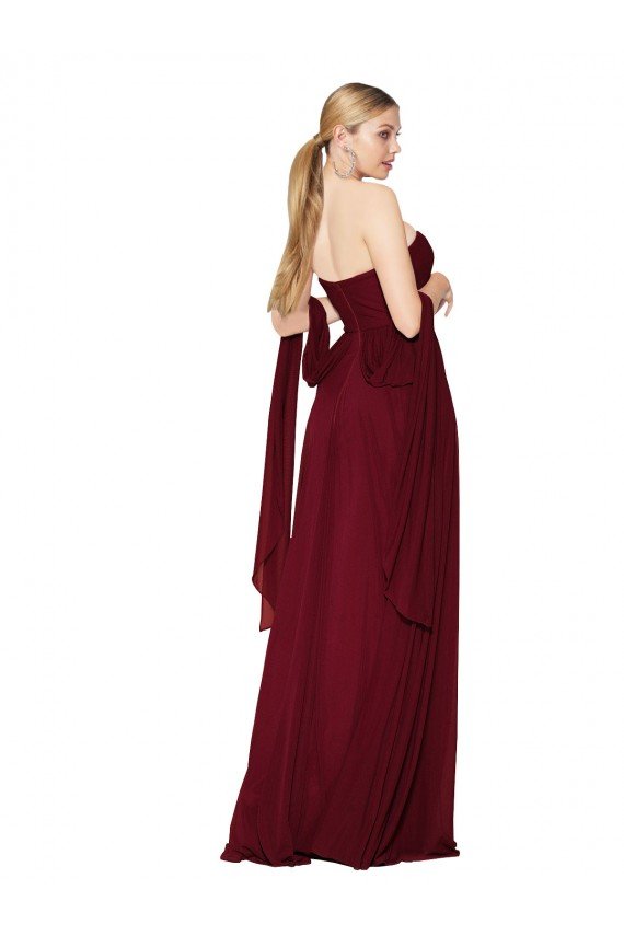 Affordable Draped Strapless Long A-Line Chiffon Bridesmaid Dress / Formal Prom Dress