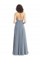Affordable Slim A-Line Cowl Neck Long Chiffon Bridesmaid Dress with Side High Slit