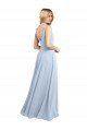 Affordable Draped Cowl Neck Tied Straps Long Chiffon Bridesmaid Dress with Slit