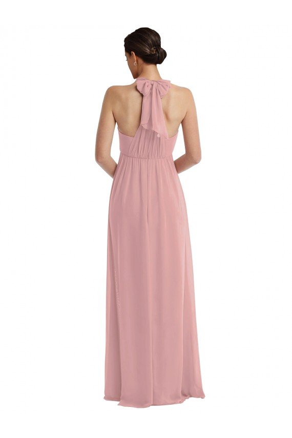 Affordable Empire Waist Long Halter Maxi Bridesmaid Dress