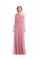 Affordable One Shoulder Bow Blouson Bodice Maxi Bridesmaid Dress