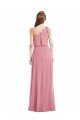 Affordable One Shoulder Bow Blouson Bodice Maxi Bridesmaid Dress