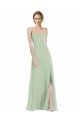 Affordable Scoop Neck Tie Strap Maxi Bridesmaid Dress with Front Slit