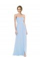 Affordable Strapless Sweetheart Maxi Bridesmaid Dress with Pleated Front Slit
