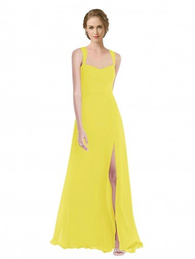 Affordable Wide Strap Sweetheart Maxi Bridesmaid Dress