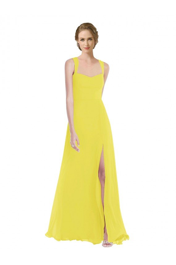 Affordable Wide Strap Sweetheart Maxi Bridesmaid Dress