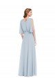 Affordable V-Neck Split Sleeves Blouson Bodice Maxi Bridesmaid Dress