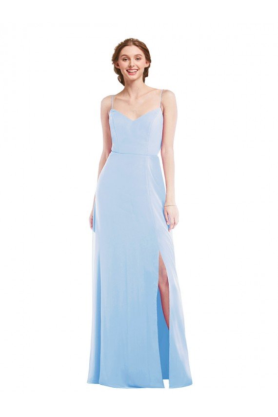 Affordable Tie Back Cutout Maxi Formal Bridesmaid Dress with Front Slit