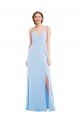 Affordable Tie Back Cutout Maxi Formal Bridesmaid Dress with Front Slit