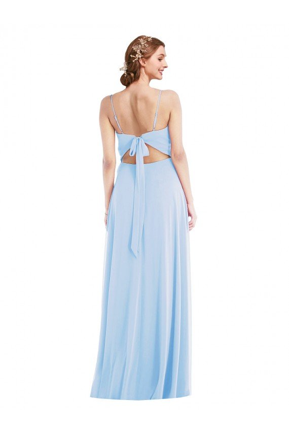 Affordable Tie Back Cutout Maxi Formal Bridesmaid Dress with Front Slit
