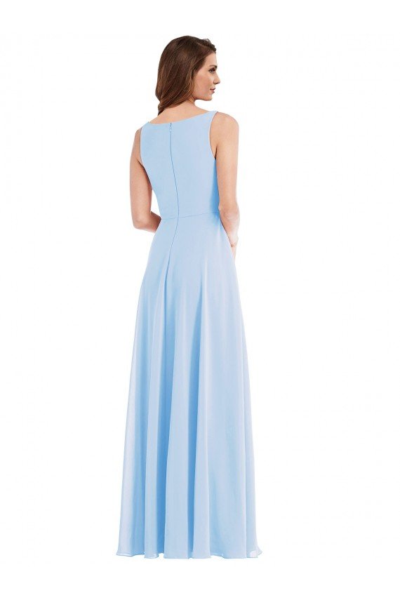 Affordable Deep V-Neck Chiffon Maxi Bridesmaid Dress