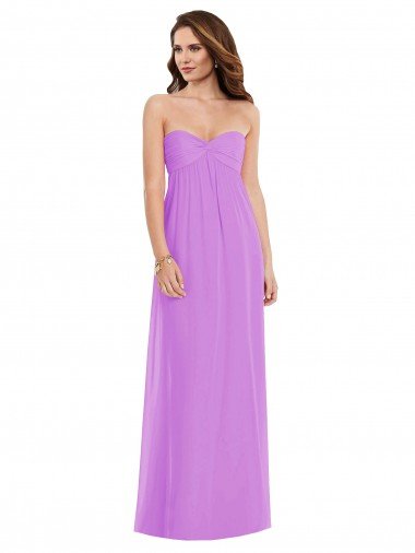 Affordable Empire Waist Twist Shirred Strapless Bridesmaid Dress