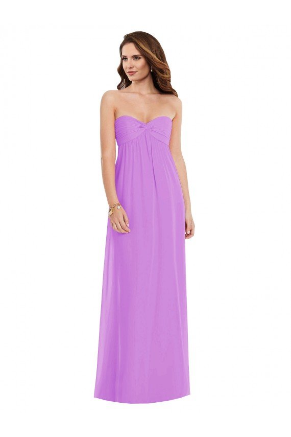 Affordable Empire Waist Twist Shirred Strapless Bridesmaid Dress