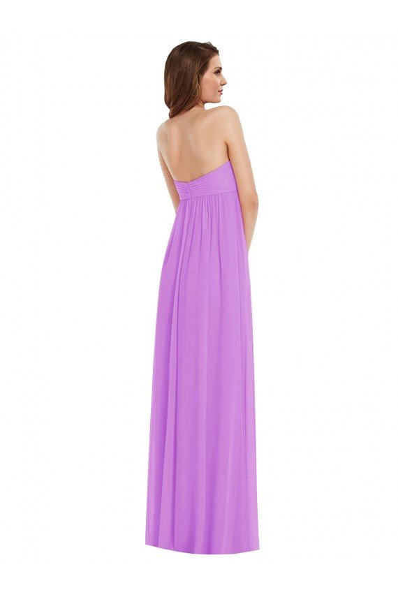 Affordable Empire Waist Twist Shirred Strapless Bridesmaid Dress