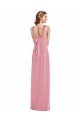 Affordable Draped Chiffon Grecian Column Bridesmaid Dress with Front Slit