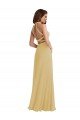 Affordable Stand Collar Halter Maxi Bridesmaid Dress with Criss Cross Open Back