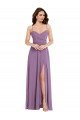 Affordable Wrap Bodice Maxi Bridesmaid Dress with Front Slit