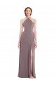 Affordable Diamond Halter Maxi Formal Bridesmaid Dress with Front Slit