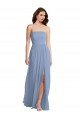 Affordable Strapless A-Line Maxi Bridesmaid Dress with Front Slit