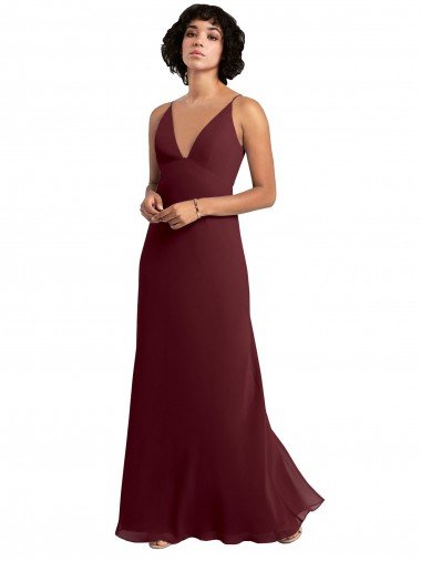 Affordable Notched Neckline Empire Waist Chiffon Slip Bridesmaid Dress
